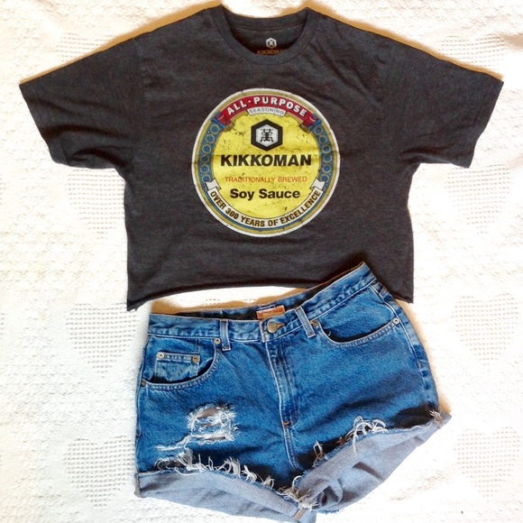 Tops - Soy sauce crop top kikoman Japanese DIY sz M